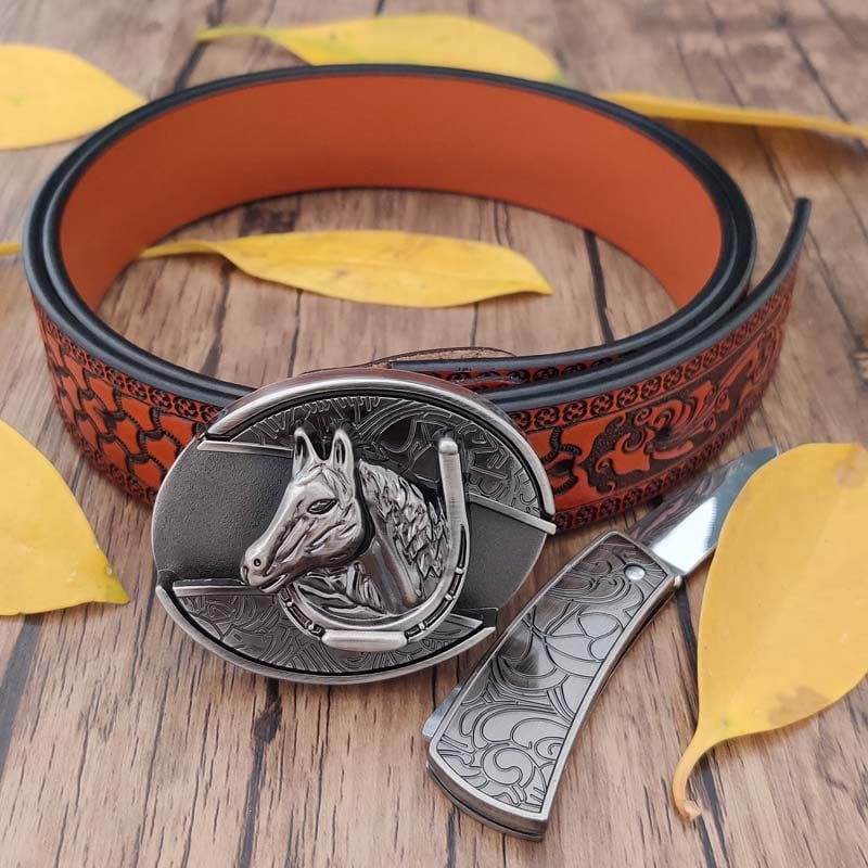 🎄Christmas Flash Sale-50% OFF-Genuine Leather Belt With Knife Buckle- Buy 2 Free Shipping