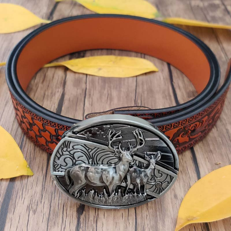 🎄Christmas Flash Sale-50% OFF-Genuine Leather Belt With Knife Buckle- Buy 2 Free Shipping