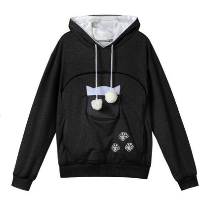 Cozy Pet Carrier Hoodie with Cat Ears