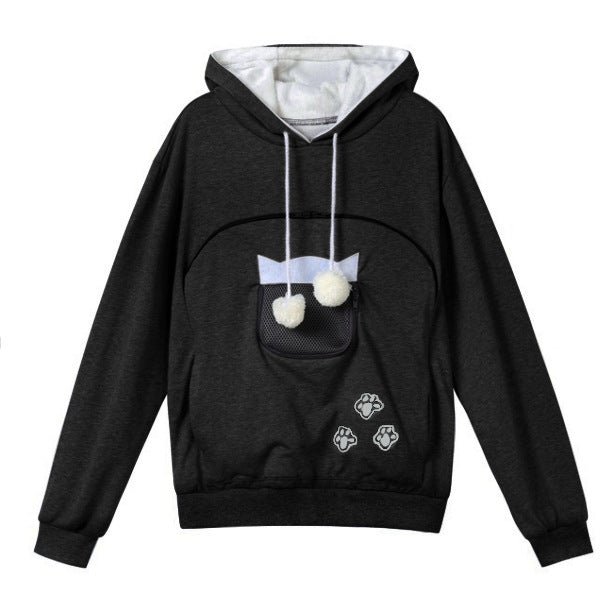 Cozy Pet Carrier Hoodie with Cat Ears