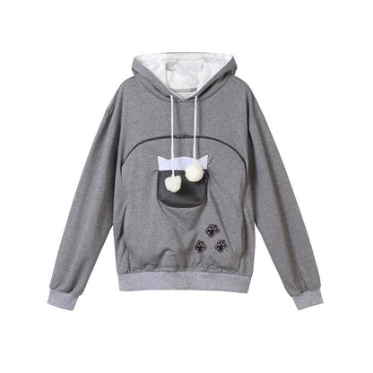 Cozy Pet Carrier Hoodie with Cat Ears