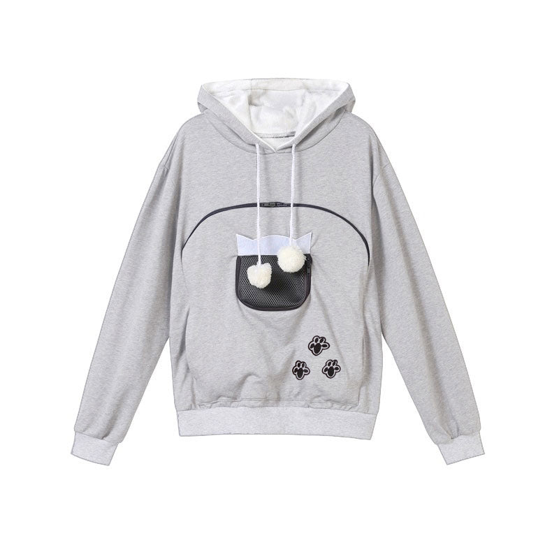 Cozy Pet Carrier Hoodie with Cat Ears